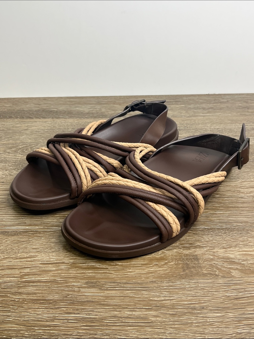 Zara Man Braided Strap Fisherman Sandals Brown Size 44 (US 11)
